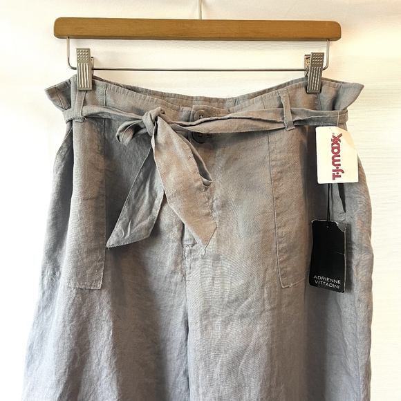 NWT Adrienne vittadini 100% Linen Pants Size 14 Blue Gray - Picture 3 of 10